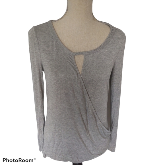 BOGO!! Max Studio Long Sleeve Grey Wrap Top XS - Picture 1 of 5